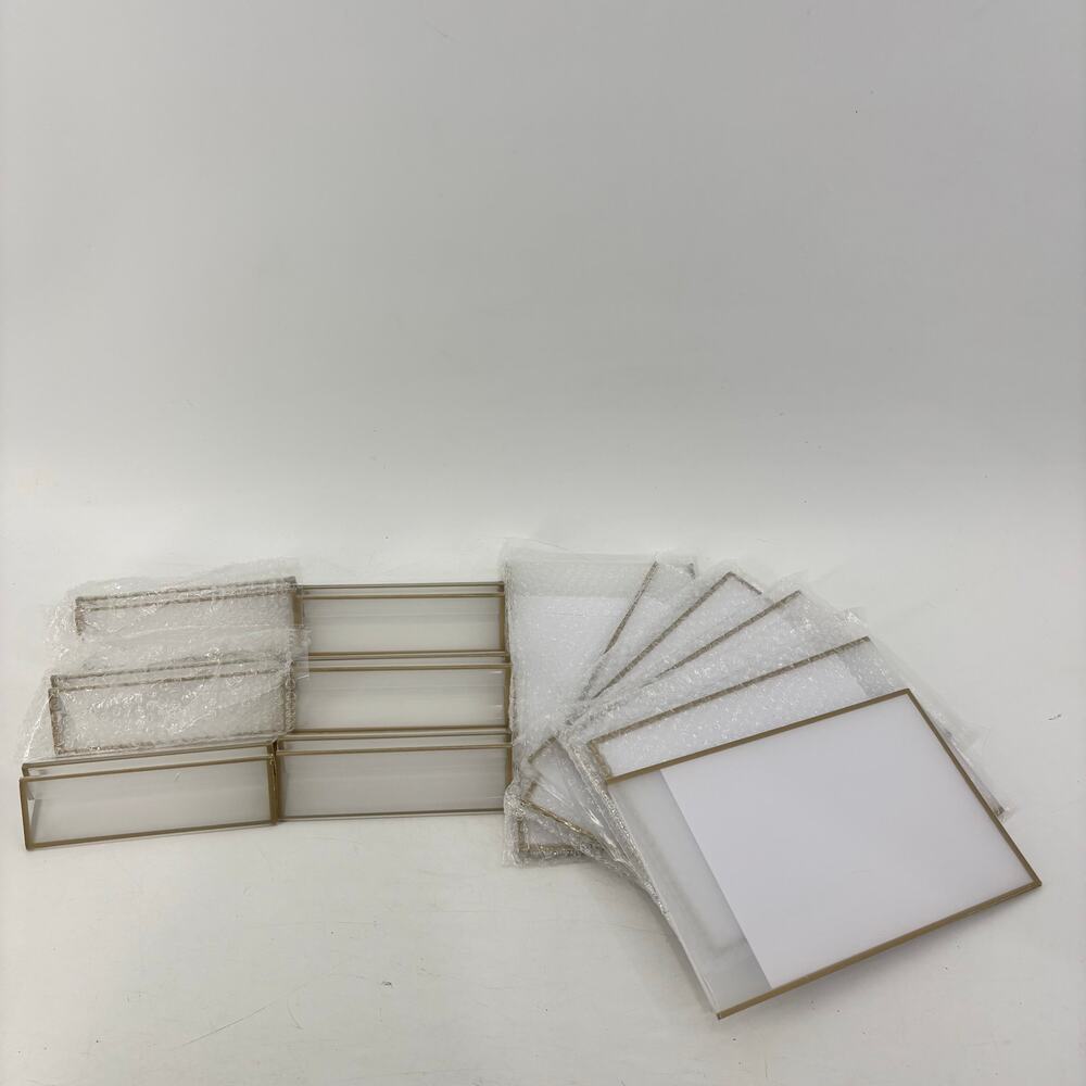 Display Acrylic 5x7 Sign Holder Lot of 6 Gold Trim Pictures Wedding - Picture 2 of 13